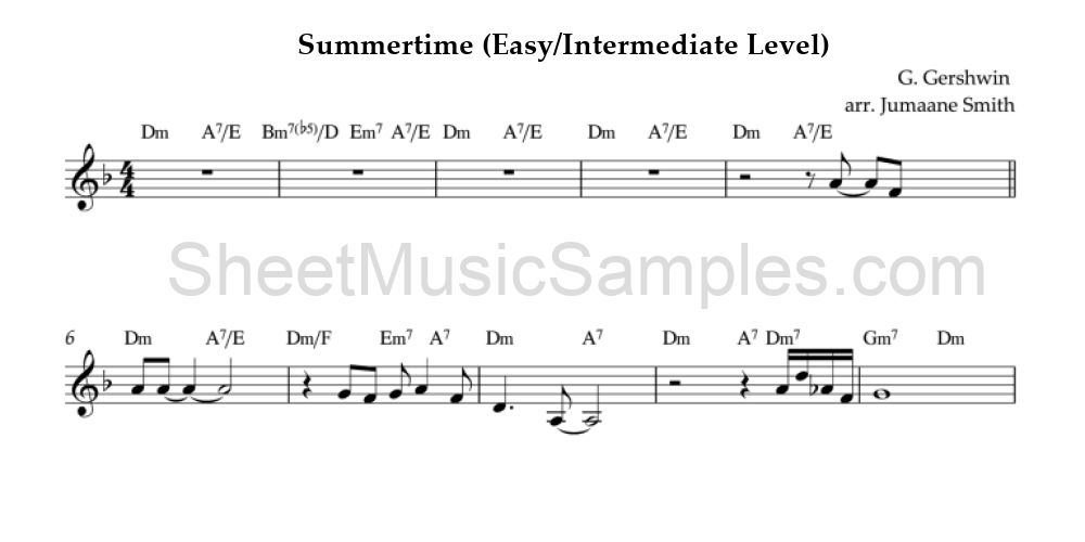 Summertime (Easy/Intermediate Level)