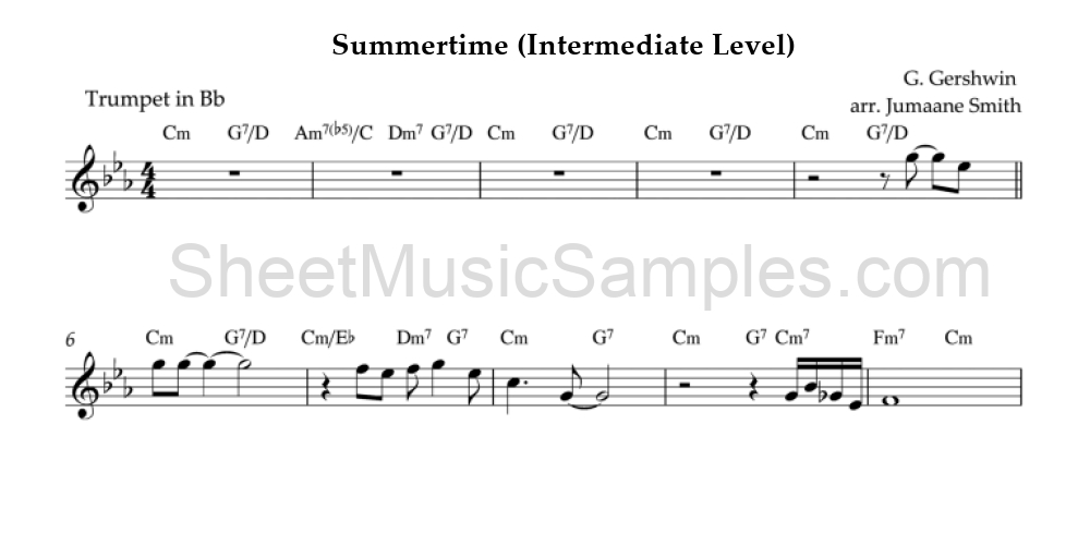 Summertime (Intermediate Level)