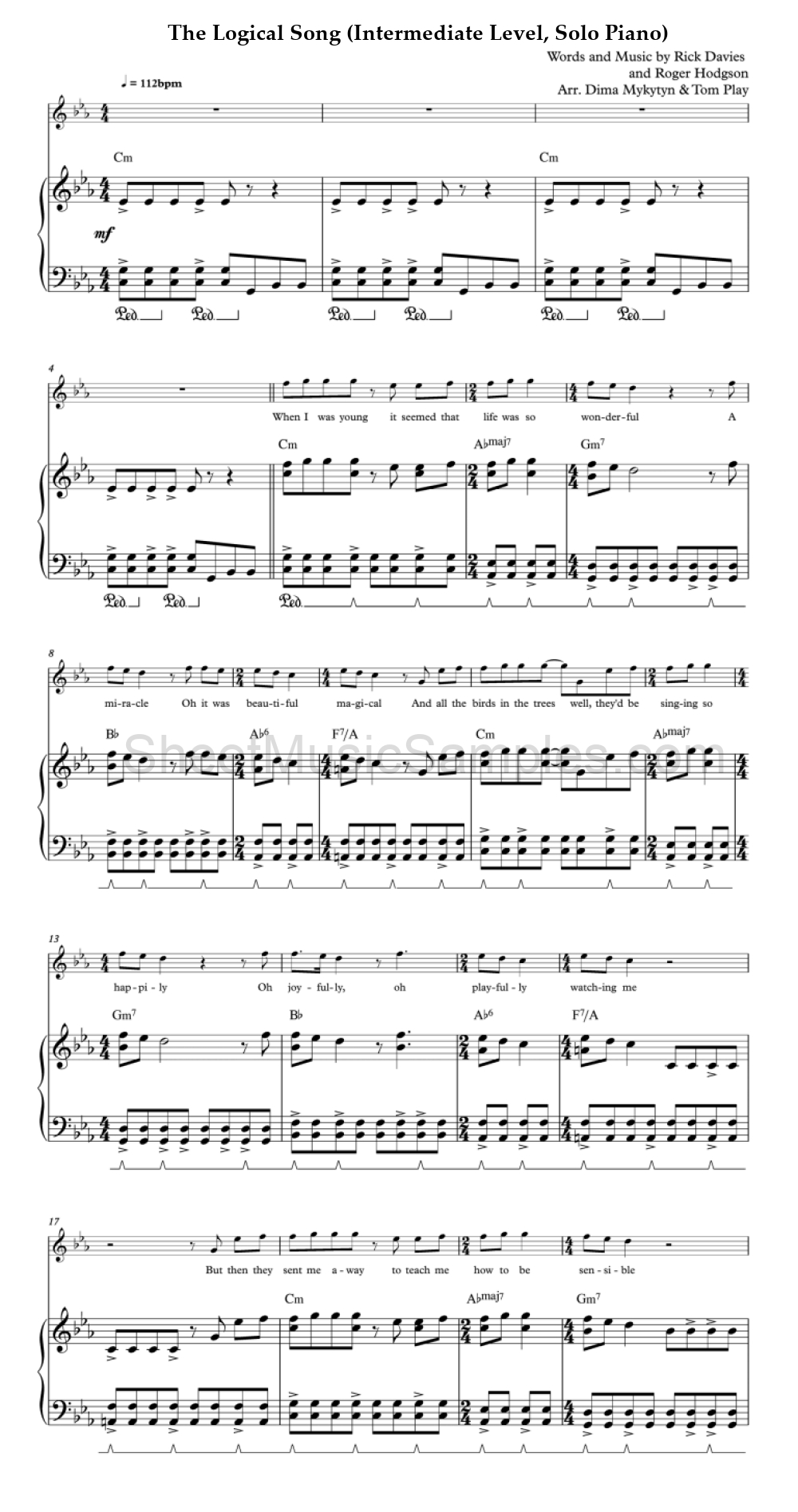 The Logical Song (Intermediate Level, Solo Piano)