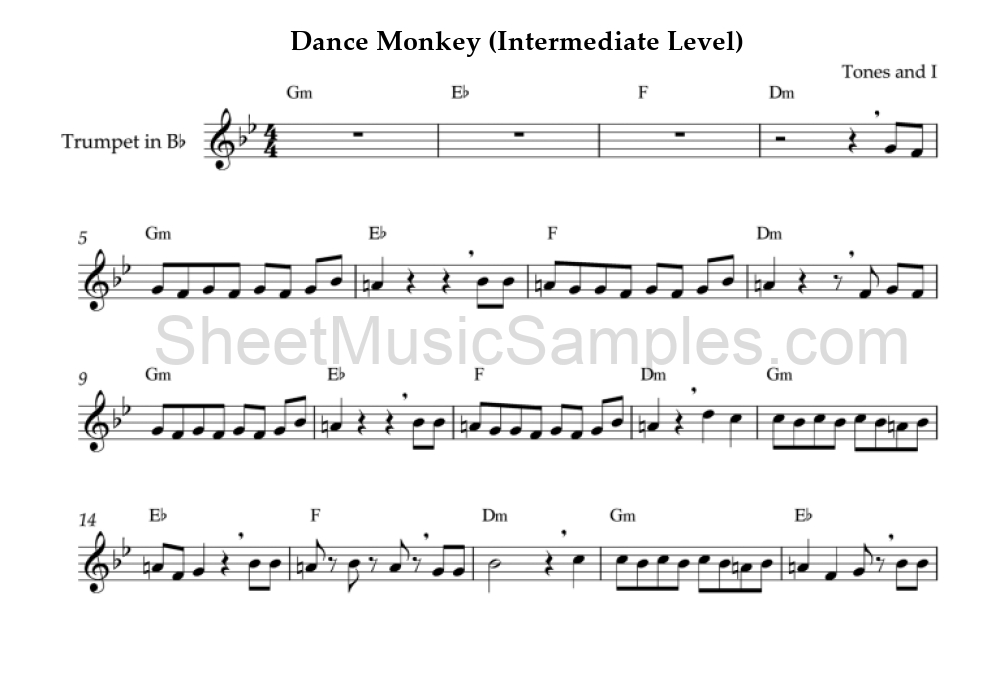 Dance Monkey (Intermediate Level)