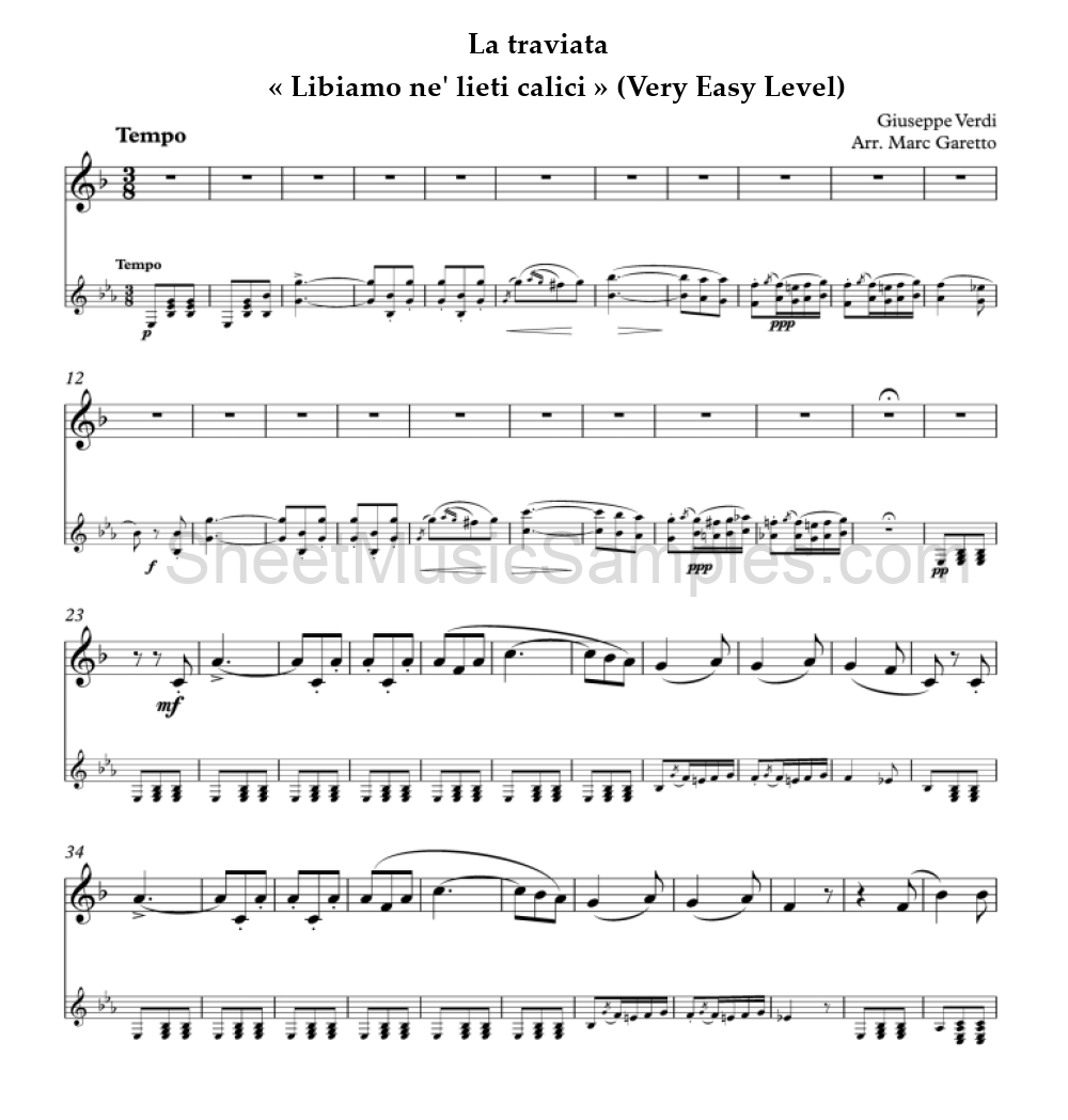 La traviata - « Libiamo ne' lieti calici » (Very Easy Level)