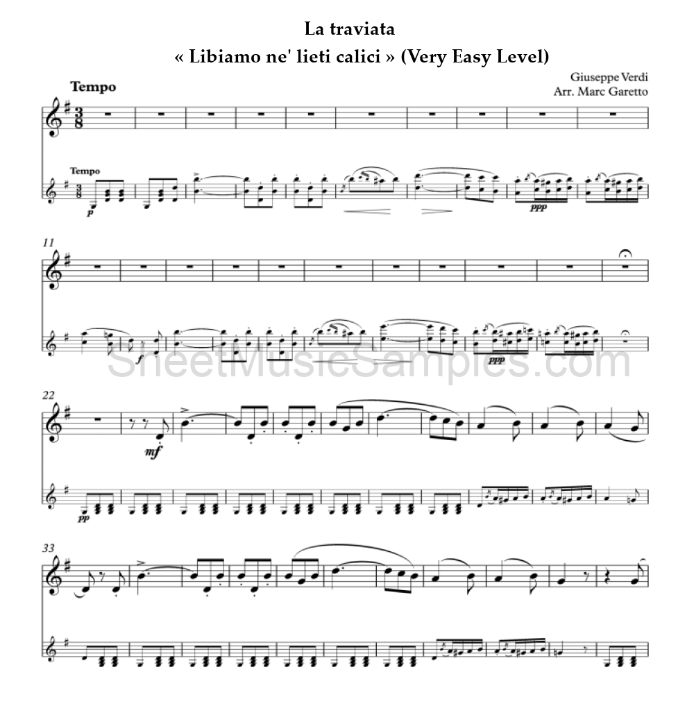 La traviata - « Libiamo ne' lieti calici » (Very Easy Level)