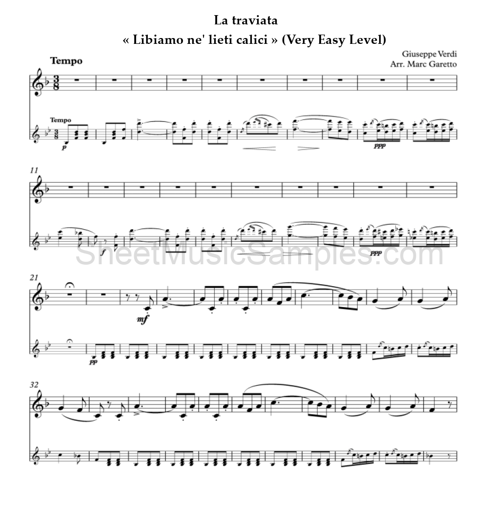 La traviata - « Libiamo ne' lieti calici » (Very Easy Level)