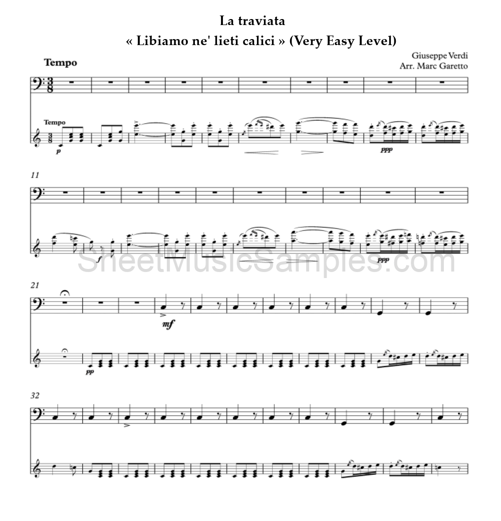 La traviata - « Libiamo ne' lieti calici » (Very Easy Level)