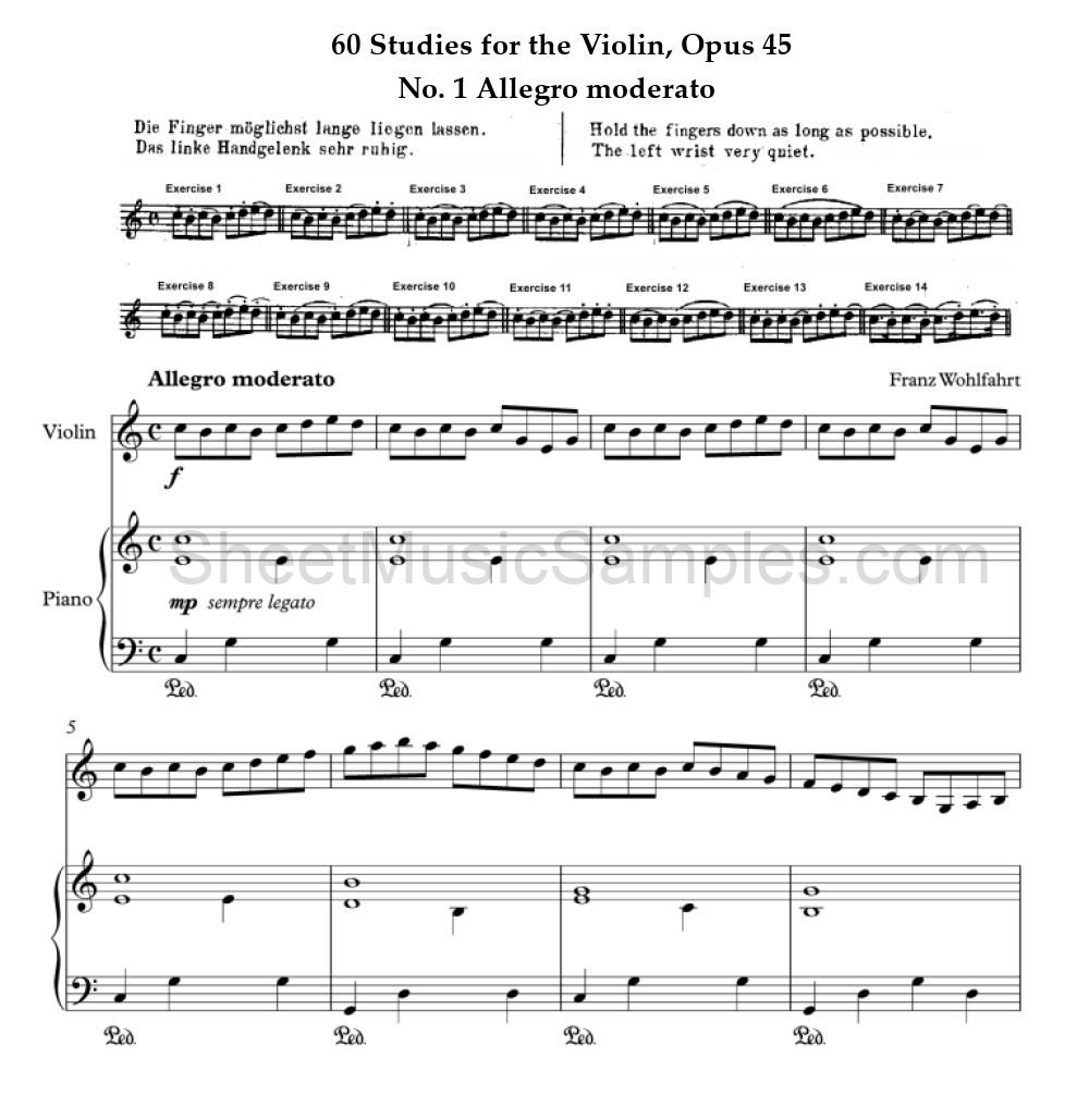 60 Studies for the Violin, Opus 45 - No. 1 Allegro moderato