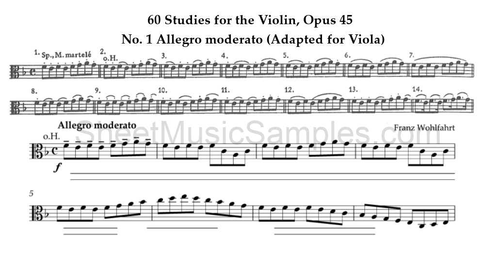 60 Studies for the Violin, Opus 45 - No. 1 Allegro moderato (Adapted for Viola)