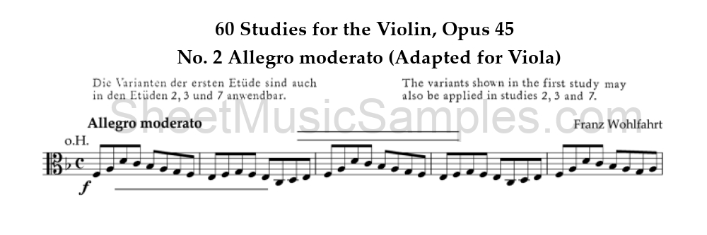 60 Studies for the Violin, Opus 45 - No. 2 Allegro moderato (Adapted for Viola)