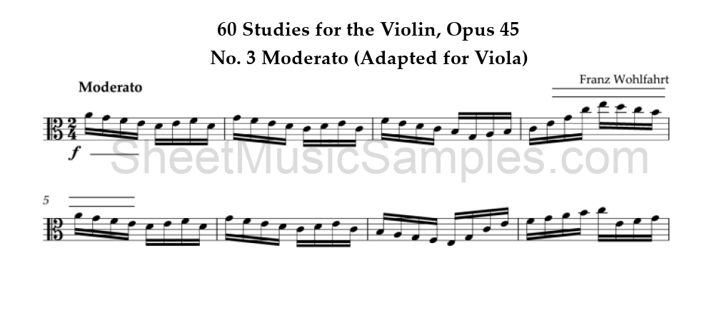 60 Studies for the Violin, Opus 45 - No. 3 Moderato (Adapted for Viola)