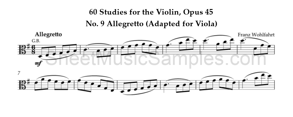 60 Studies for the Violin, Opus 45 - No. 9 Allegretto (Adapted for Viola)