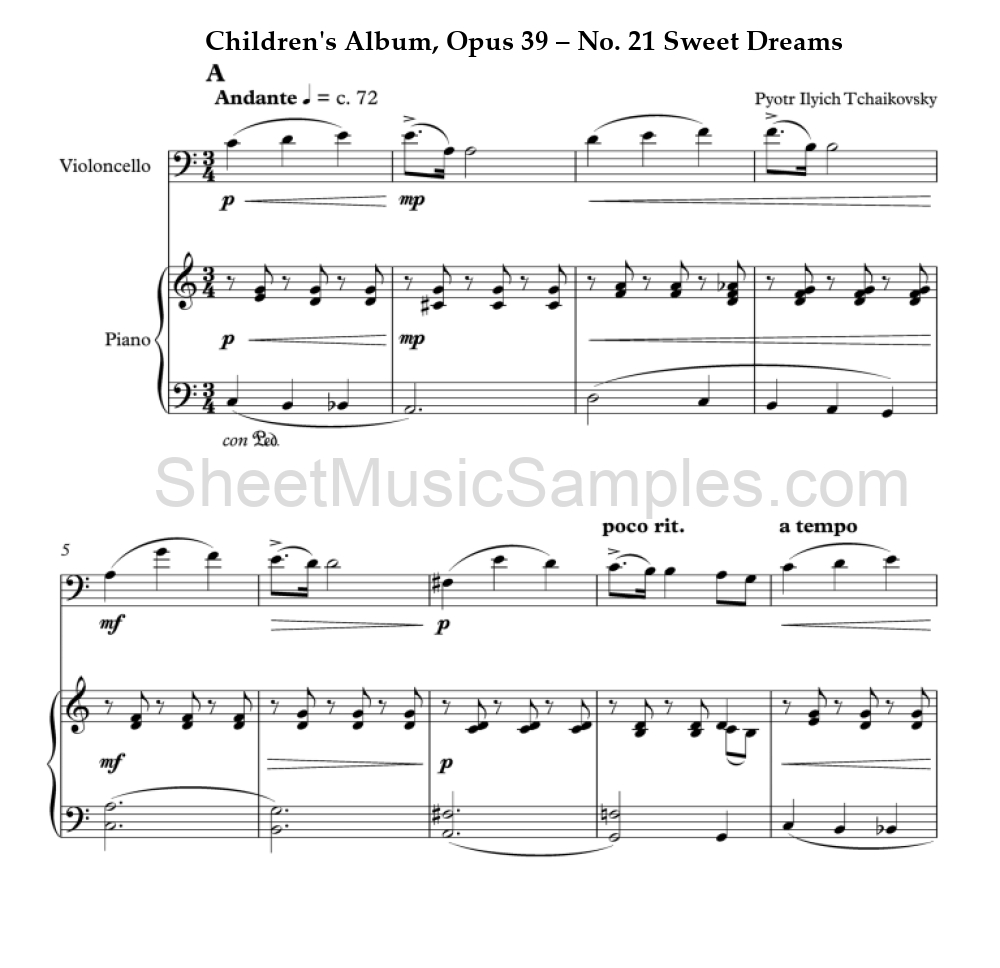 Children's Album, Opus 39 – No. 21 Sweet Dreams