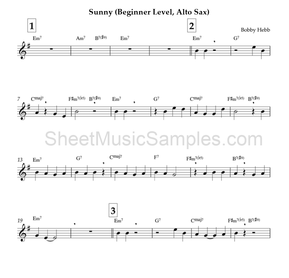 Sunny (Beginner Level, Alto Sax)