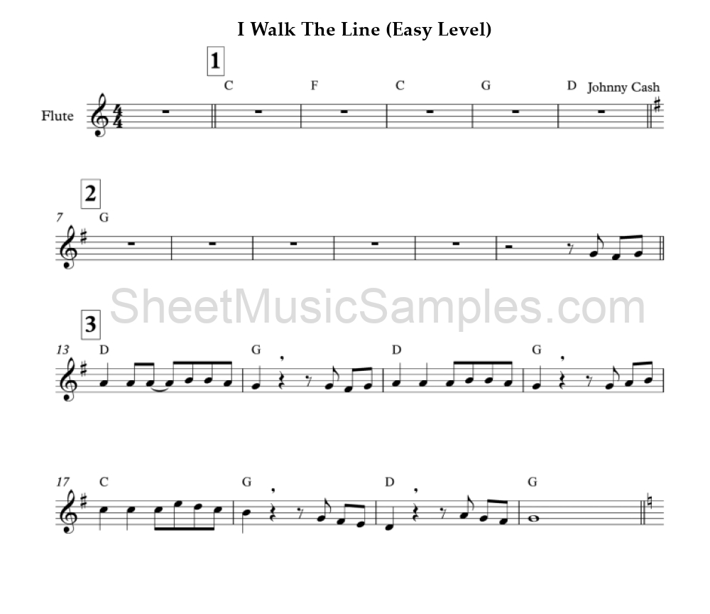 I Walk The Line (Easy Level)