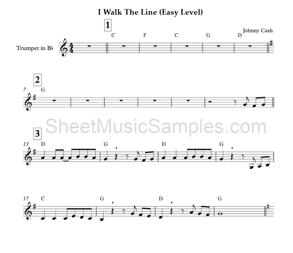 I Walk The Line (Easy Level)