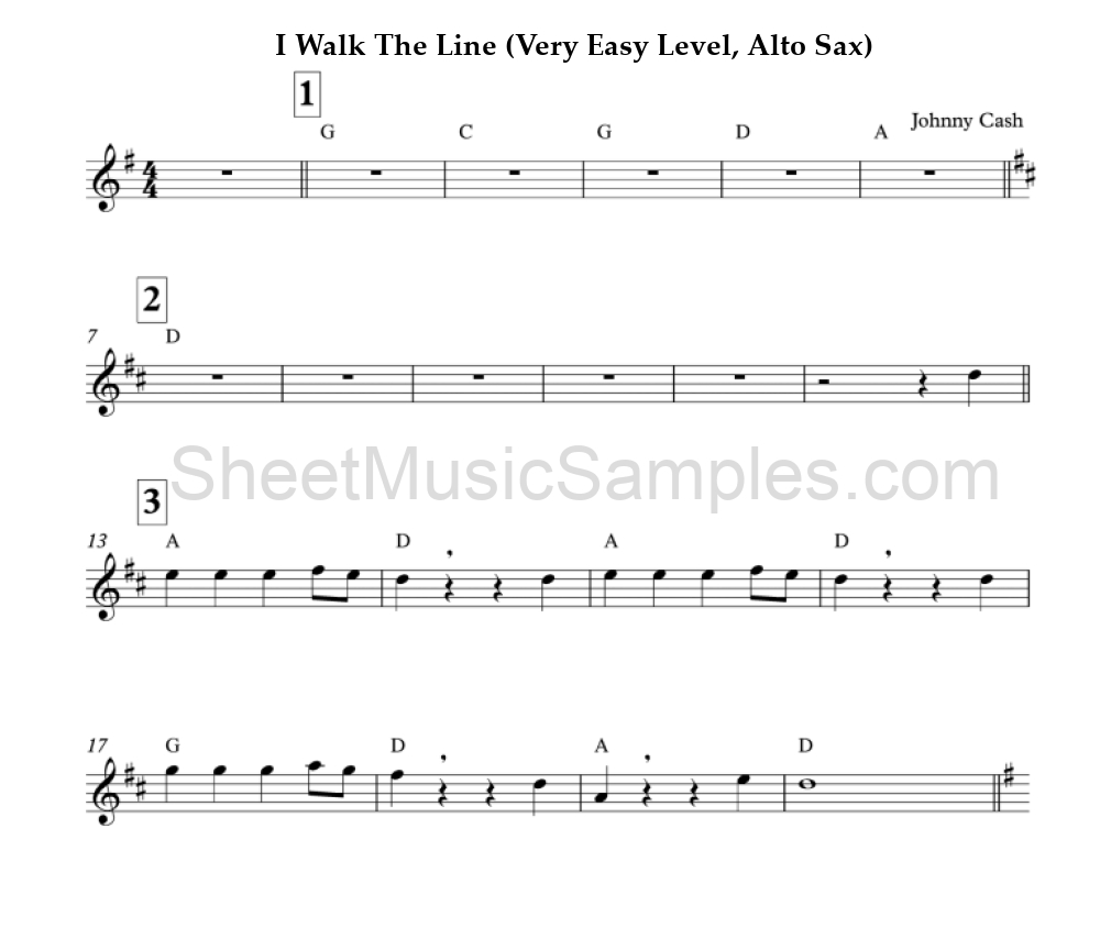 I Walk The Line (Very Easy Level, Alto Sax)