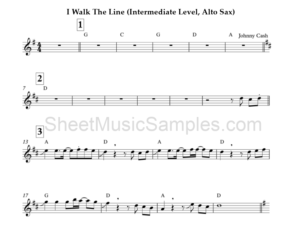 I Walk The Line (Intermediate Level, Alto Sax)