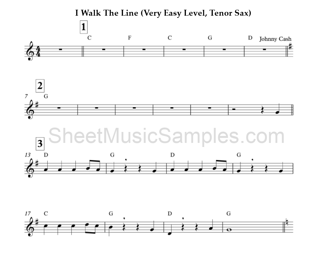 I Walk The Line (Very Easy Level, Tenor Sax)