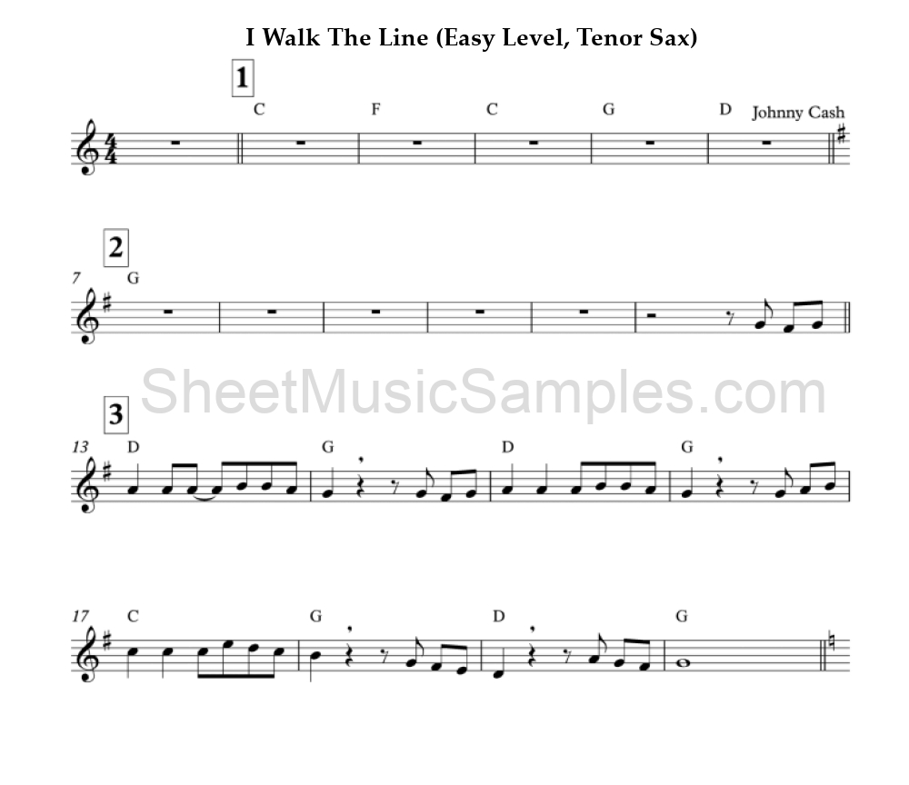 I Walk The Line (Easy Level, Tenor Sax)