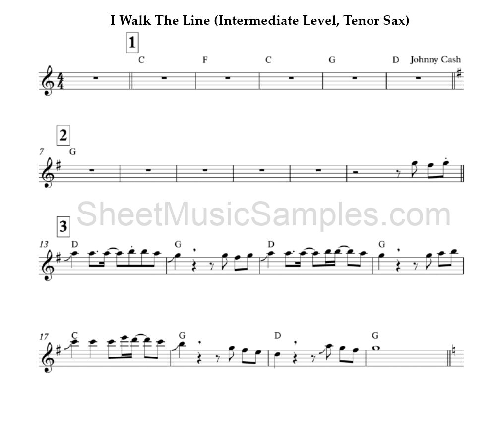 I Walk The Line (Intermediate Level, Tenor Sax)