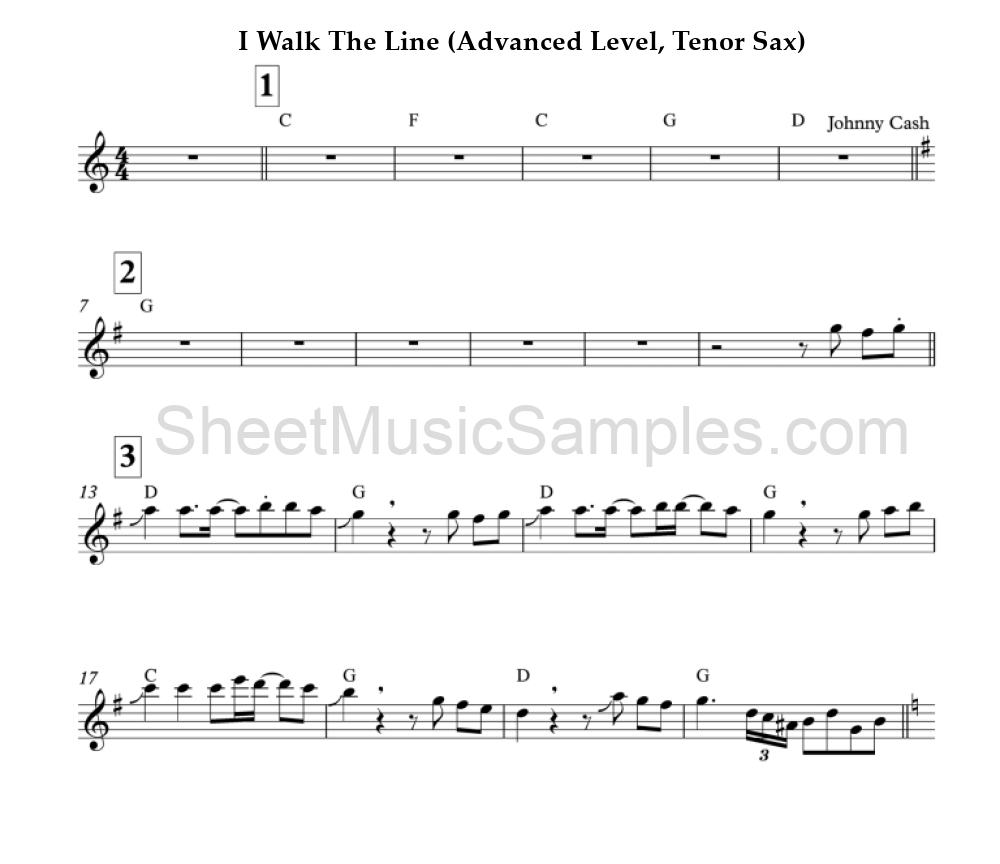 I Walk The Line (Advanced Level, Tenor Sax)