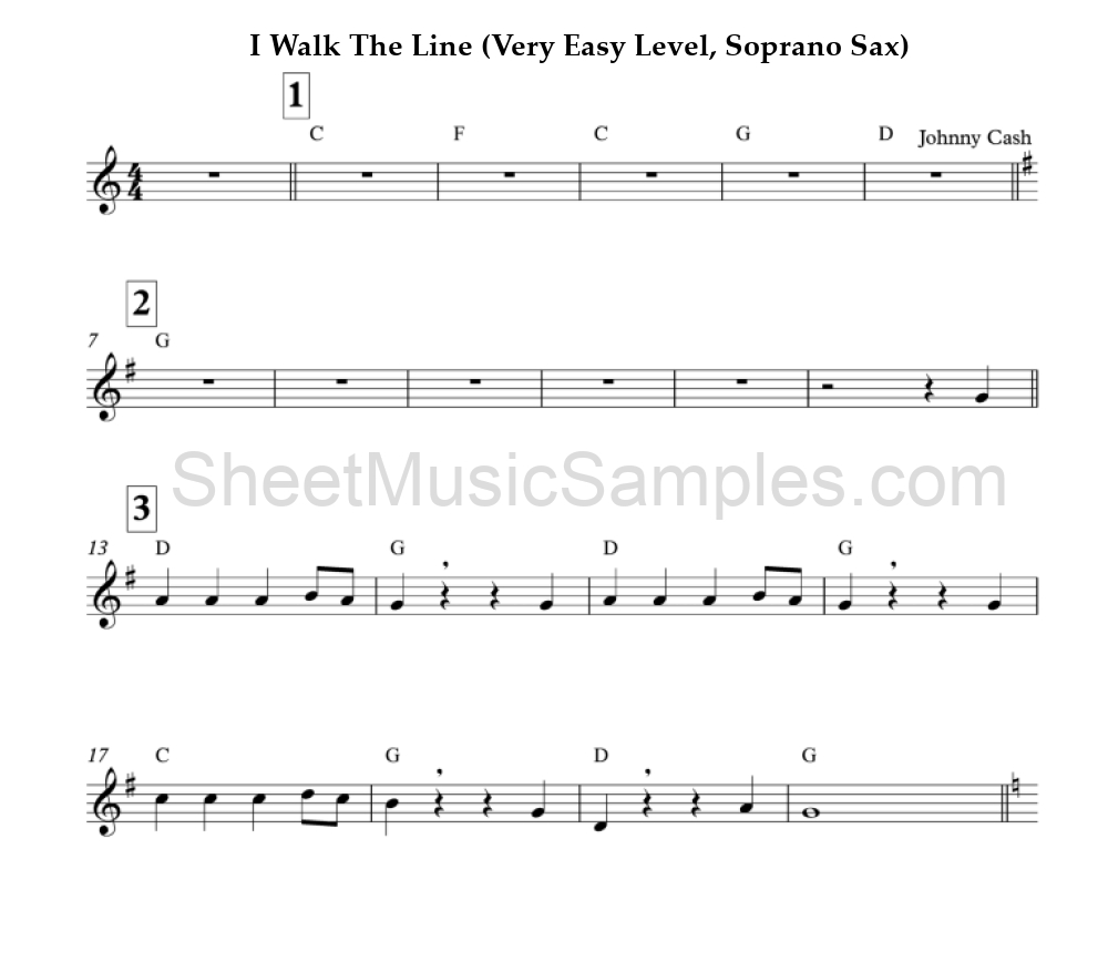 I Walk The Line (Very Easy Level, Soprano Sax)