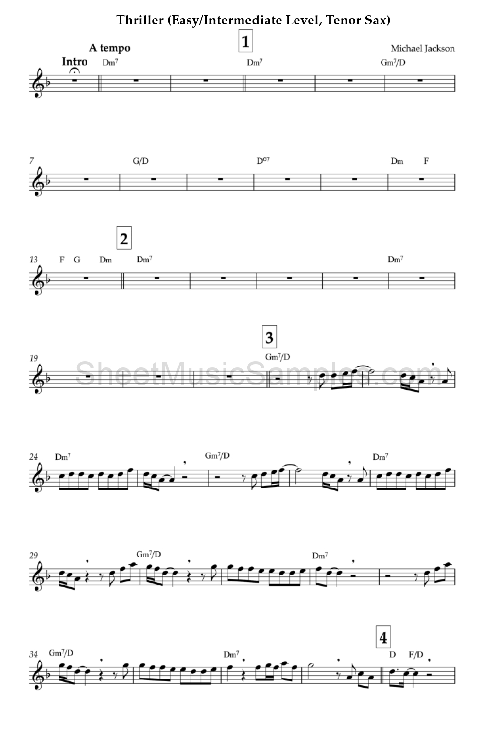 Thriller (Easy/Intermediate Level, Tenor Sax)