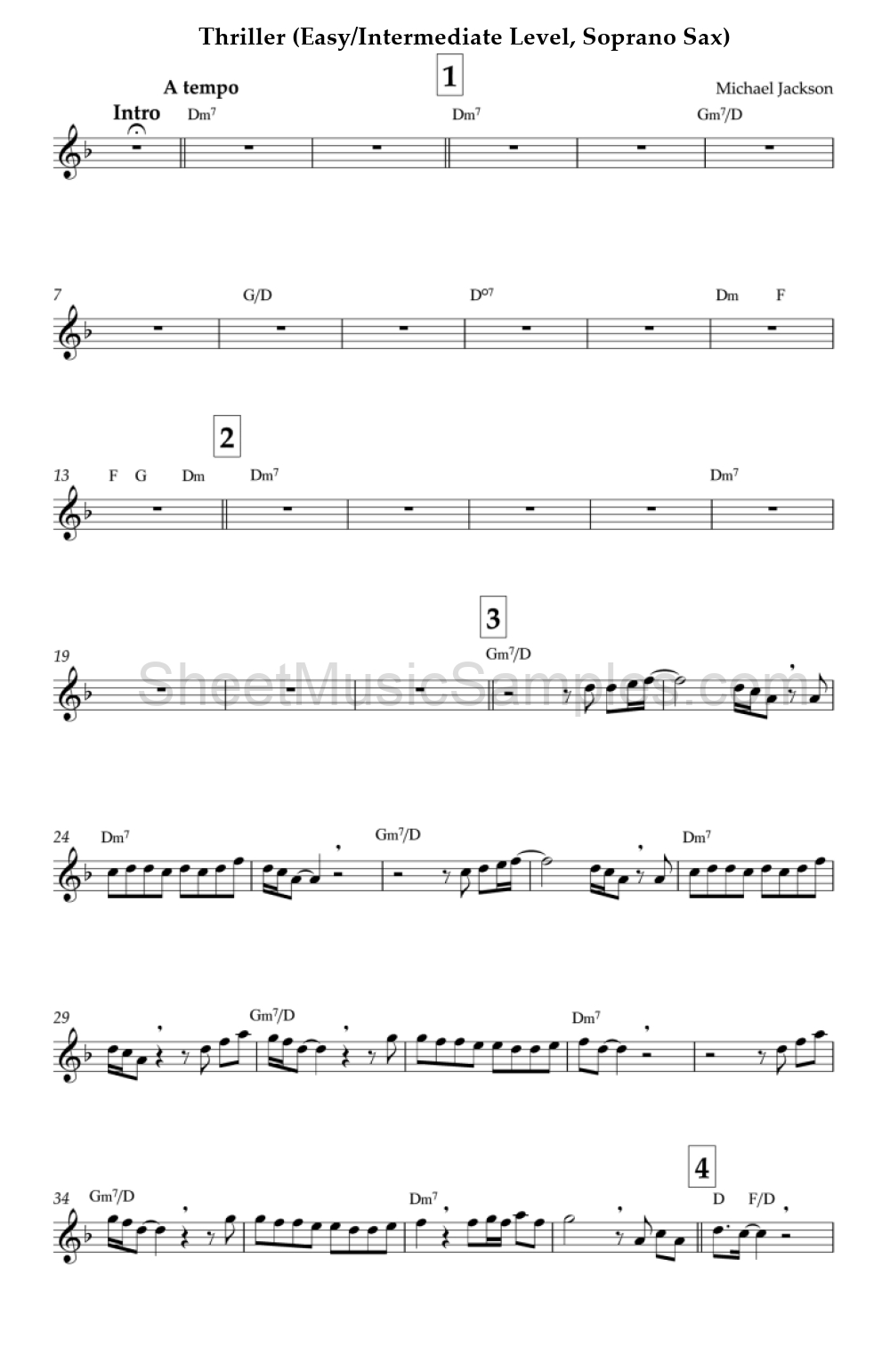 Thriller (Easy/Intermediate Level, Soprano Sax)