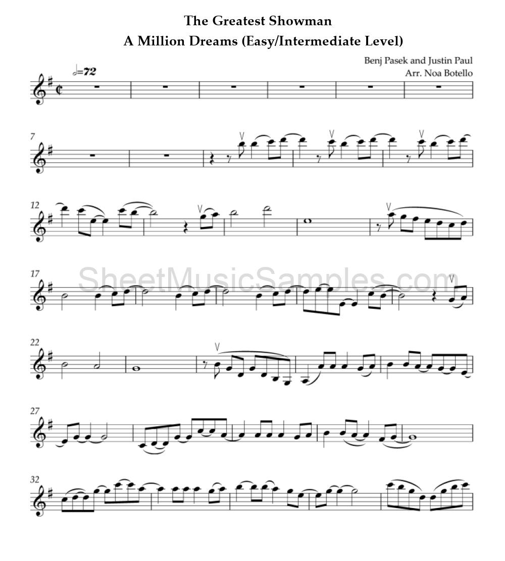 The Greatest Showman - A Million Dreams (Easy/Intermediate Level)