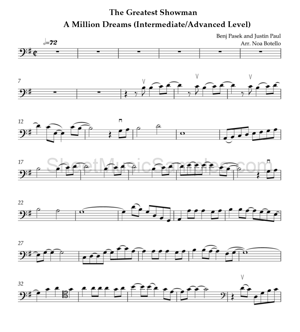 The Greatest Showman - A Million Dreams (Intermediate/Advanced Level)