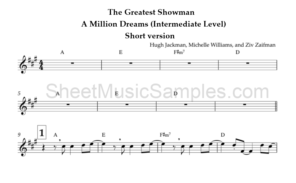 The Greatest Showman - A Million Dreams (Intermediate Level) - Short version