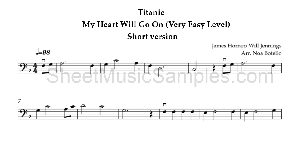 Titanic - My Heart Will Go On (Very Easy Level) - Short version