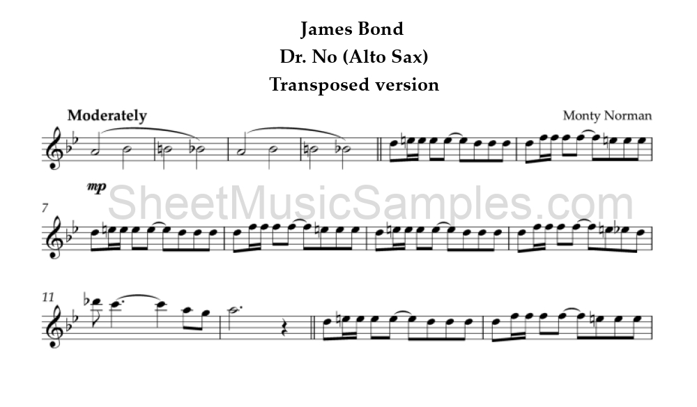 James Bond - Dr. No (Alto Sax) - Transposed version