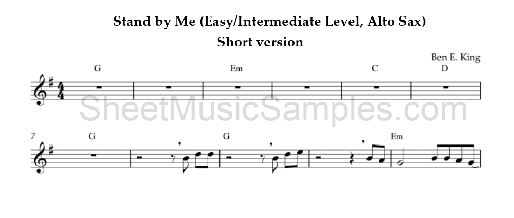 Stand by Me (Easy/Intermediate Level, Alto Sax) - Short version