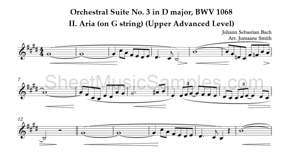 Orchestral Suite No. 3 in D major, BWV 1068 - II. Aria (on G string) (Upper Advanced Level)