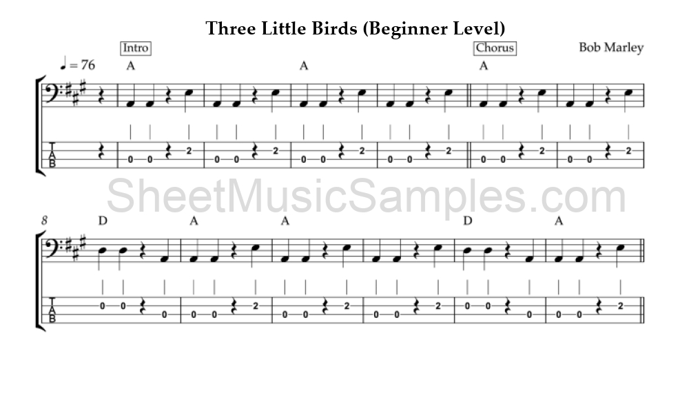 Three Little Birds (Beginner Level)