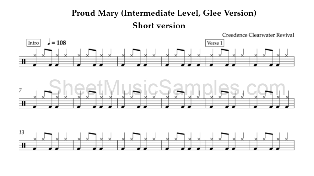 Proud Mary (Intermediate Level, Glee Version) - Short version