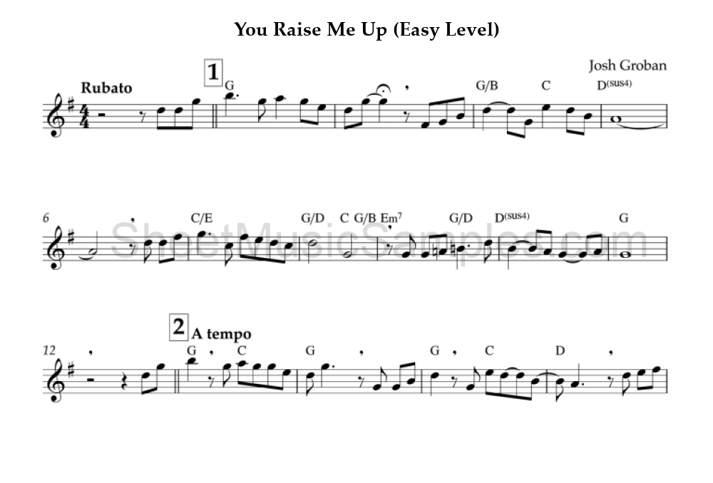 You Raise Me Up (Easy Level)