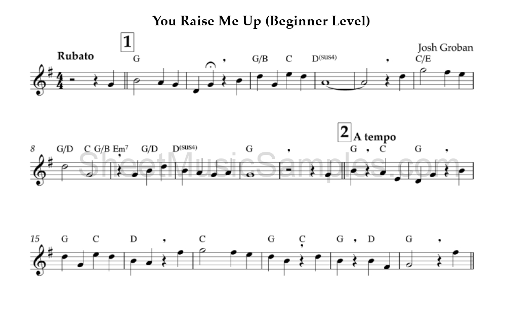 You Raise Me Up (Beginner Level)