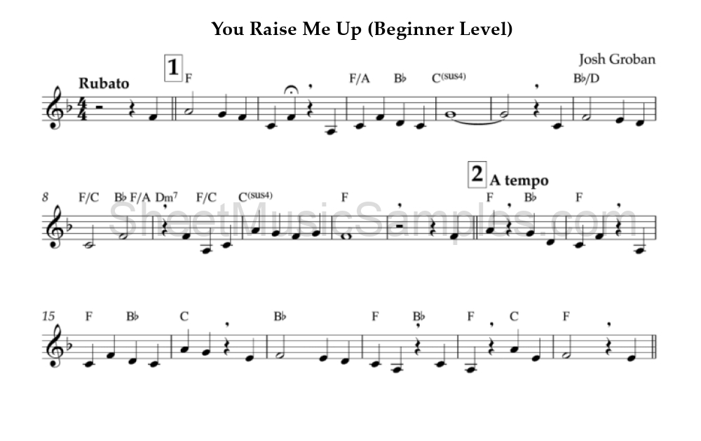 You Raise Me Up (Beginner Level)