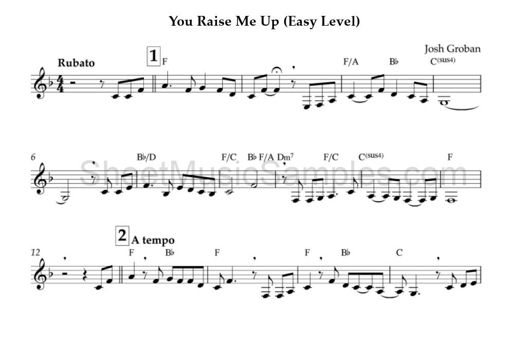 You Raise Me Up (Easy Level)