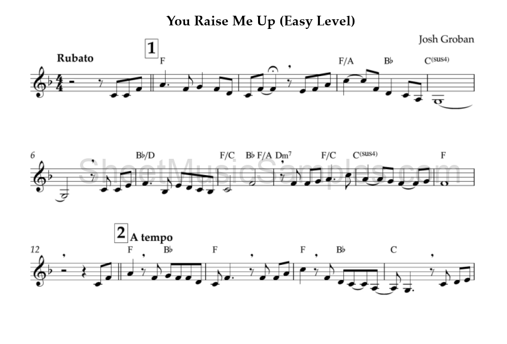 You Raise Me Up (Easy Level)