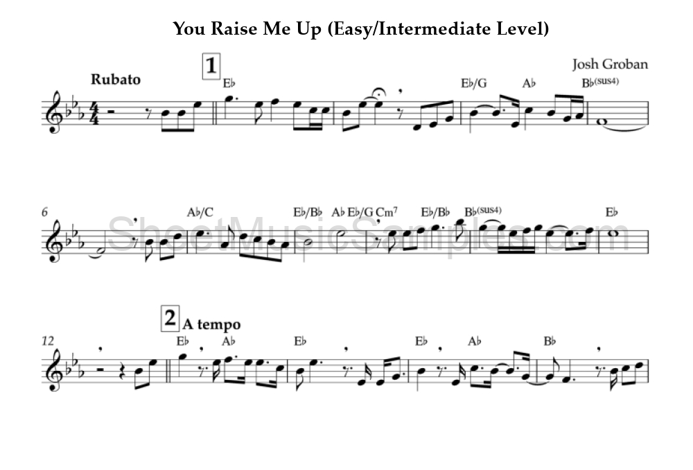 You Raise Me Up (Easy/Intermediate Level)