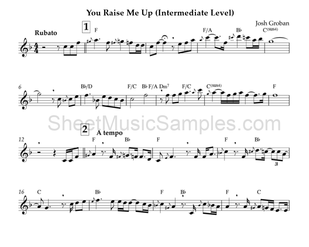 You Raise Me Up (Intermediate Level)