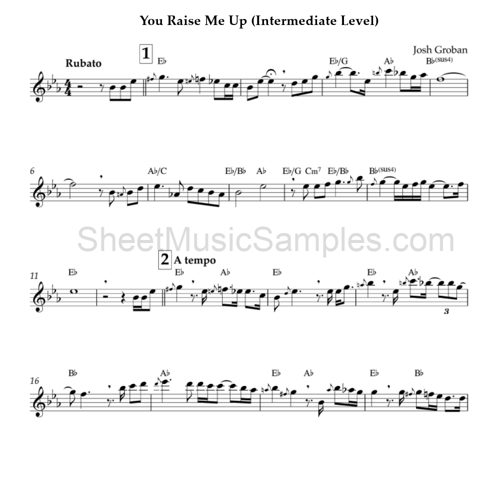 You Raise Me Up (Intermediate Level)