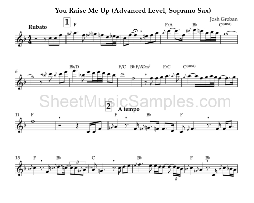 You Raise Me Up (Advanced Level, Soprano Sax)