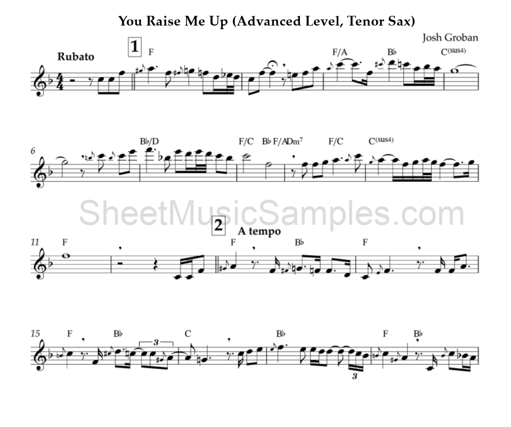 You Raise Me Up (Advanced Level, Tenor Sax)