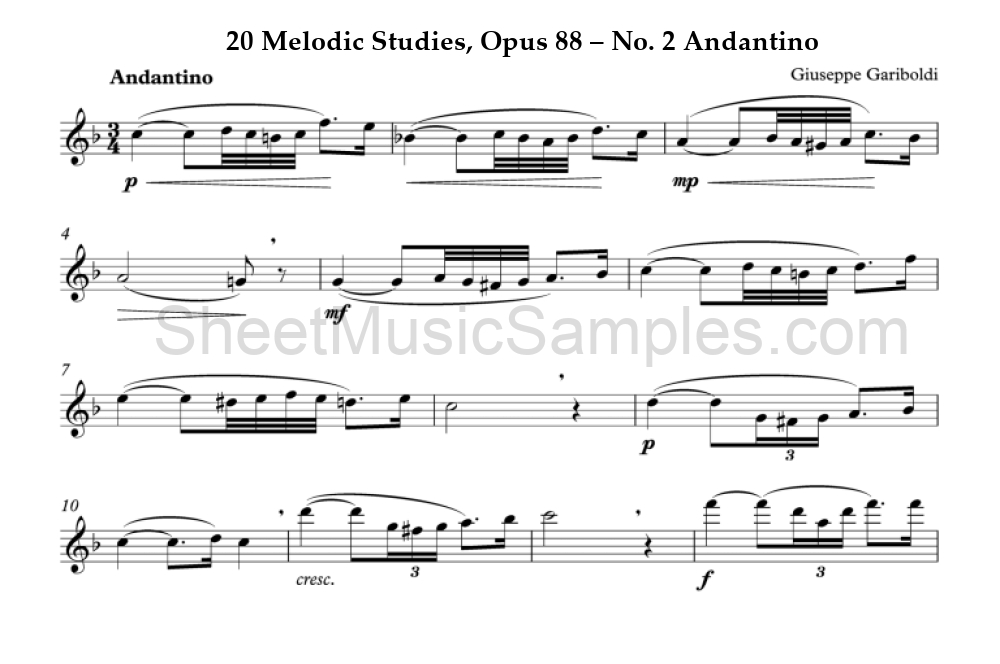 20 Melodic Studies, Opus 88 – No. 2 Andantino