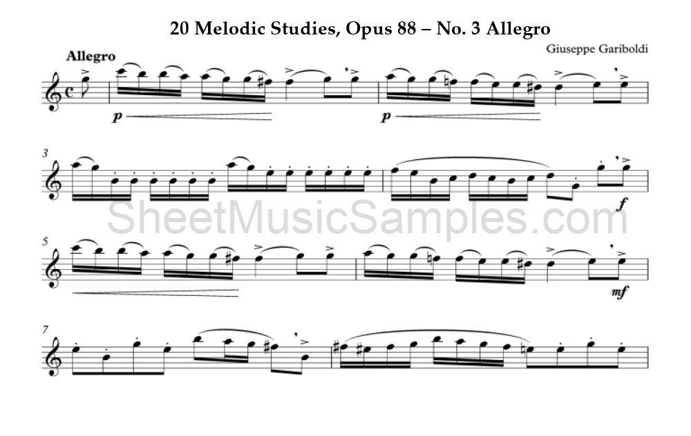 20 Melodic Studies, Opus 88 – No. 3 Allegro