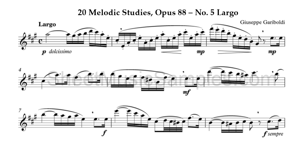 20 Melodic Studies, Opus 88 – No. 5 Largo