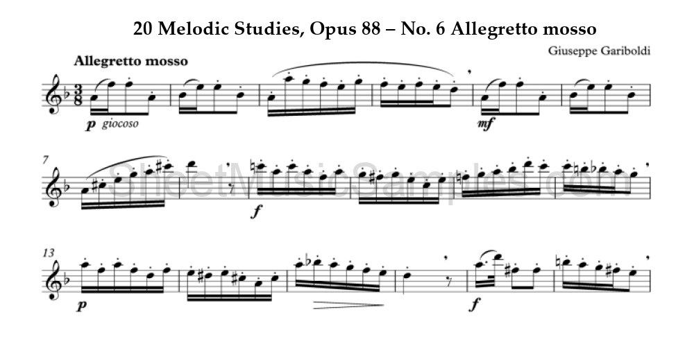 20 Melodic Studies, Opus 88 – No. 6 Allegretto mosso