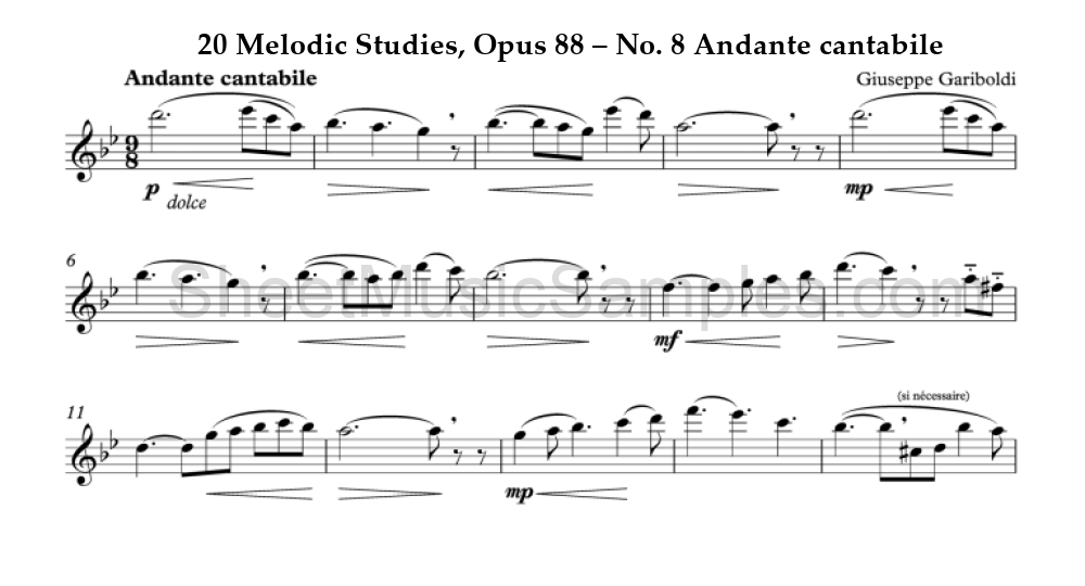 20 Melodic Studies, Opus 88 – No. 8 Andante cantabile